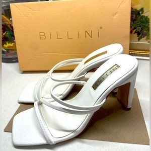 Billini Rosa Mules Heels White Lizard